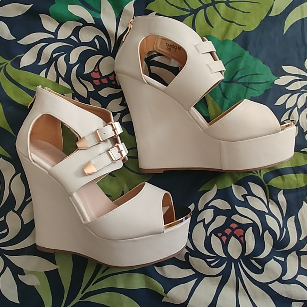 Platform wedge heels
